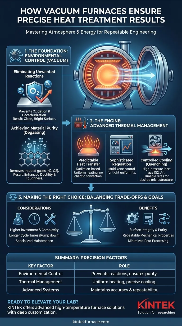 How do vacuum furnaces ensure precise heat treatment results? Master Control for Superior Material Properties Visual Guide