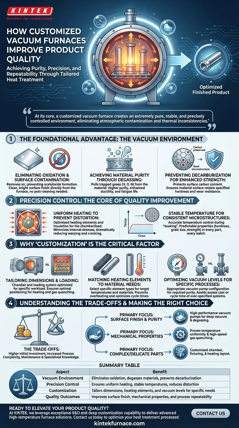How do customized vacuum furnaces improve product quality? Achieve Superior Heat Treatment for Your Materials Visual Guide