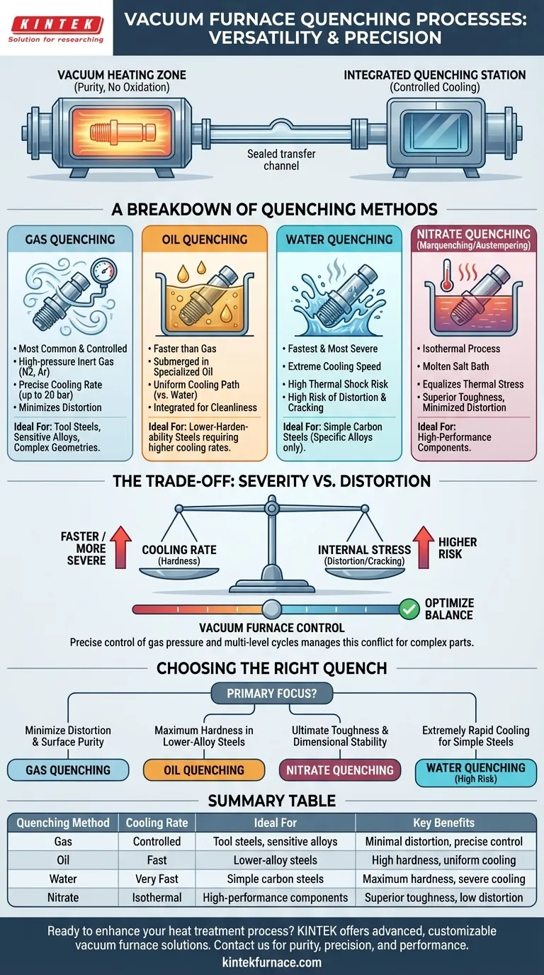 What quenching processes can be achieved with a vacuum heat treatment furnace? Unlock Precision and Purity for Superior Results Visual Guide