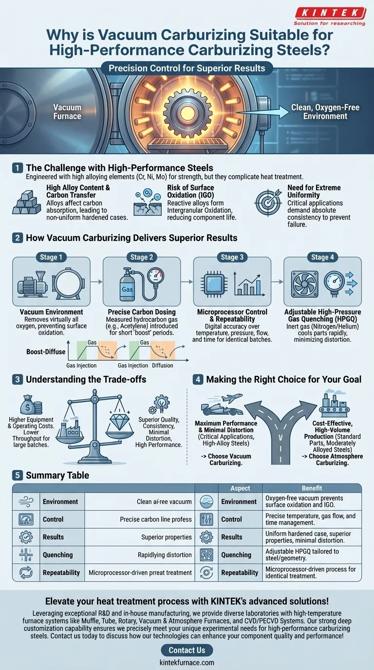 Why is vacuum carburizing suitable for high-performance carburizing steels? Achieve Superior Hardening with Precision Control Visual Guide