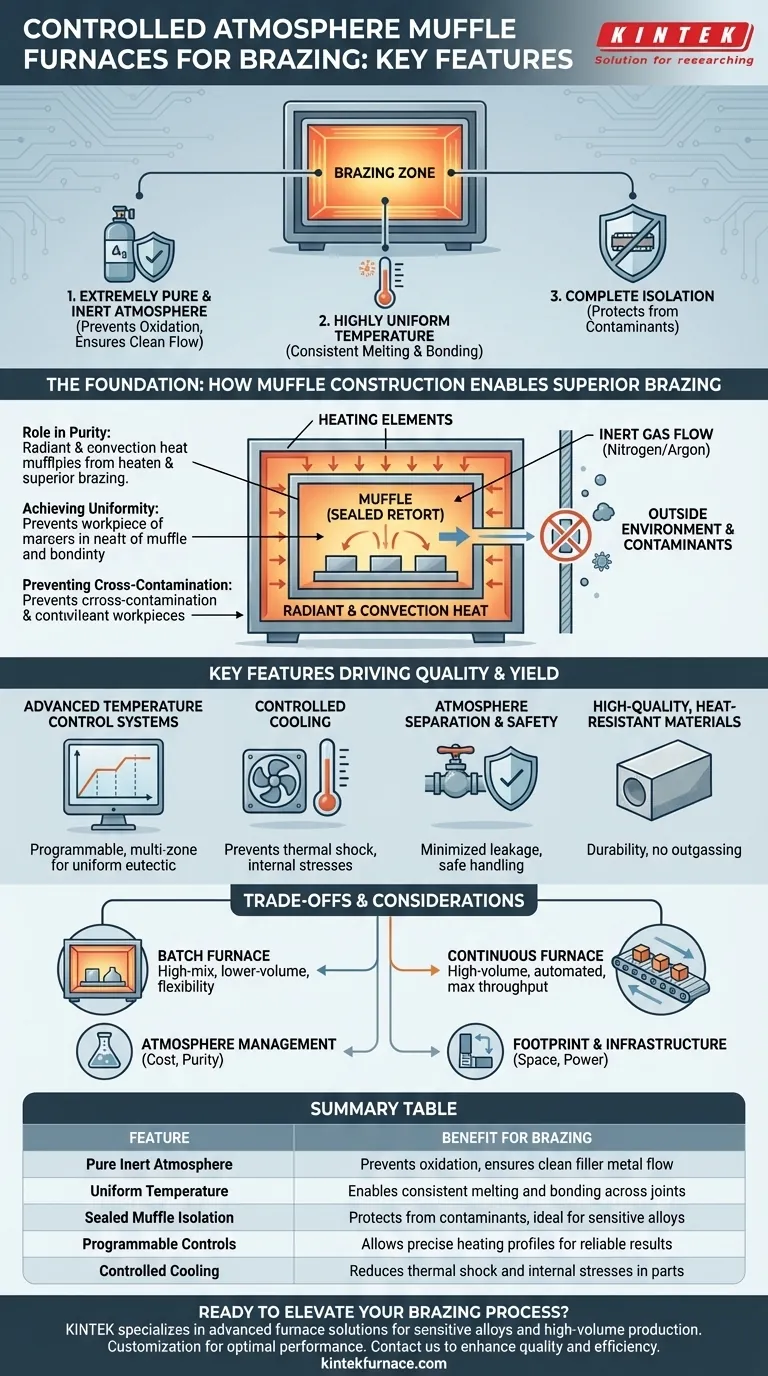 What are the key features of Controlled Atmosphere Muffle Furnaces for brazing? Achieve Strong, Reliable Joints Visual Guide