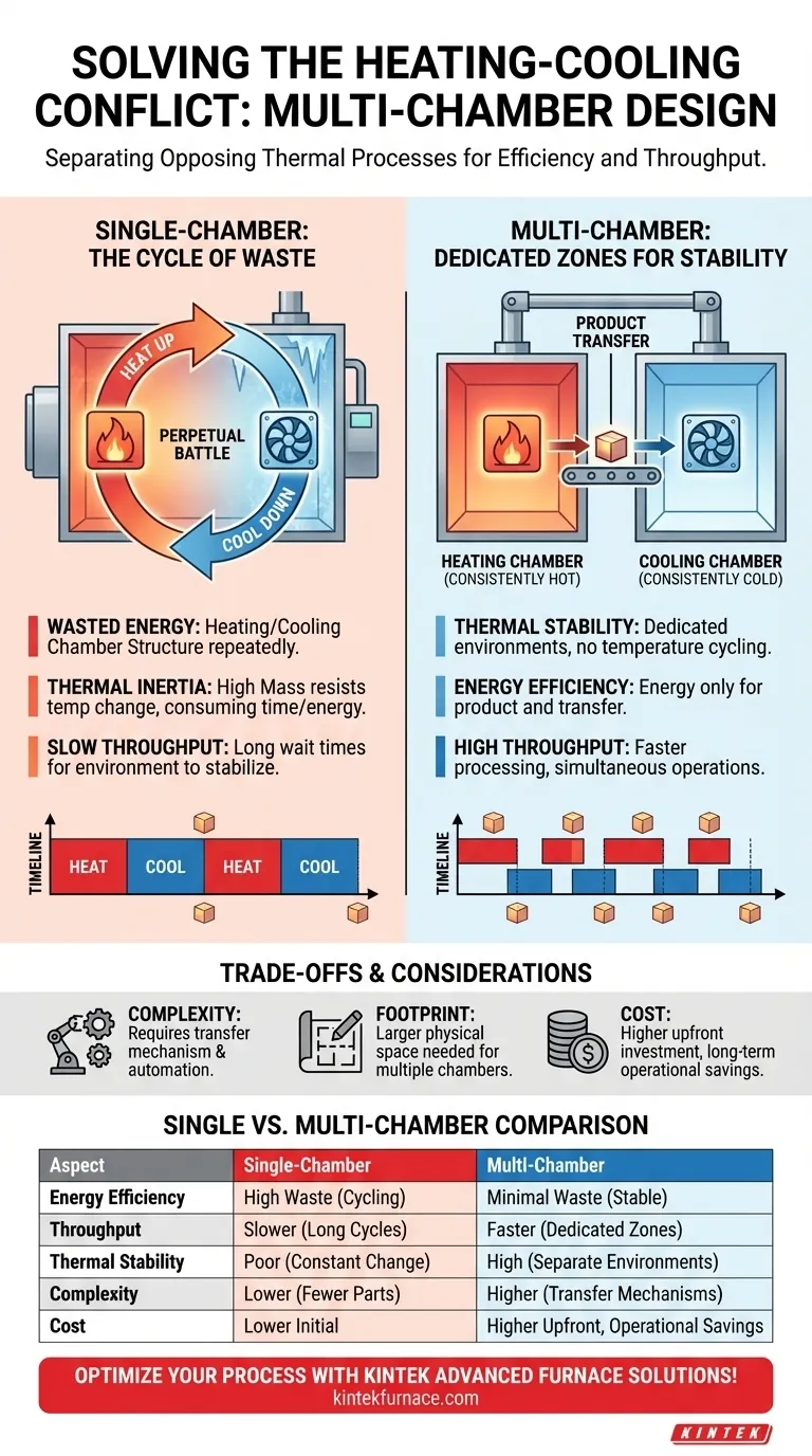 How does the multi-chamber design solve the heating-cooling conflict? Boost Efficiency and Throughput Visual Guide