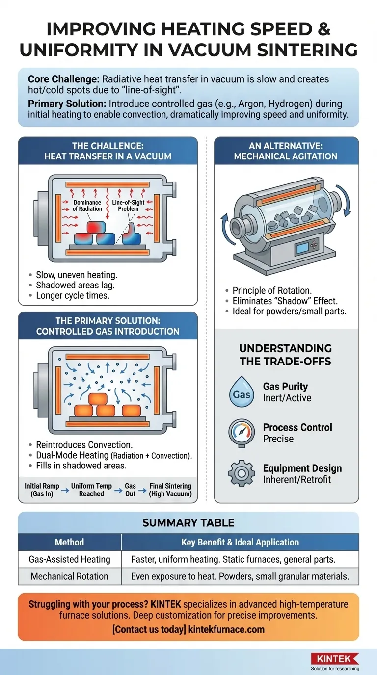 How can the heating speed and furnace temperature uniformity be improved in vacuum sintering? Boost Efficiency with Gas-Assisted Methods Visual Guide