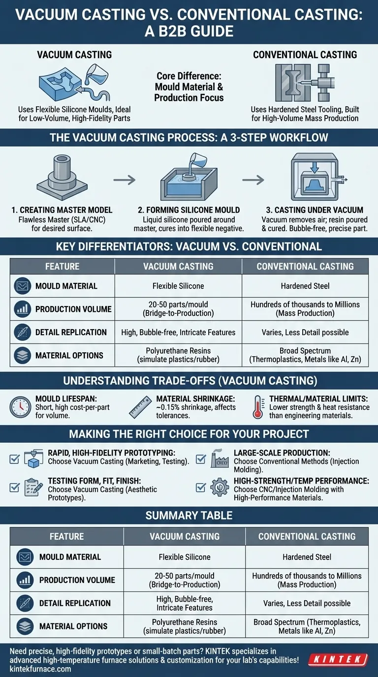 Was ist Vakuumgießen und wie unterscheidet es sich vom konventionellen Gießen? Ideal für Prototyping mit geringem Volumen und hoher Detailgenauigkeit Visuelle Anleitung