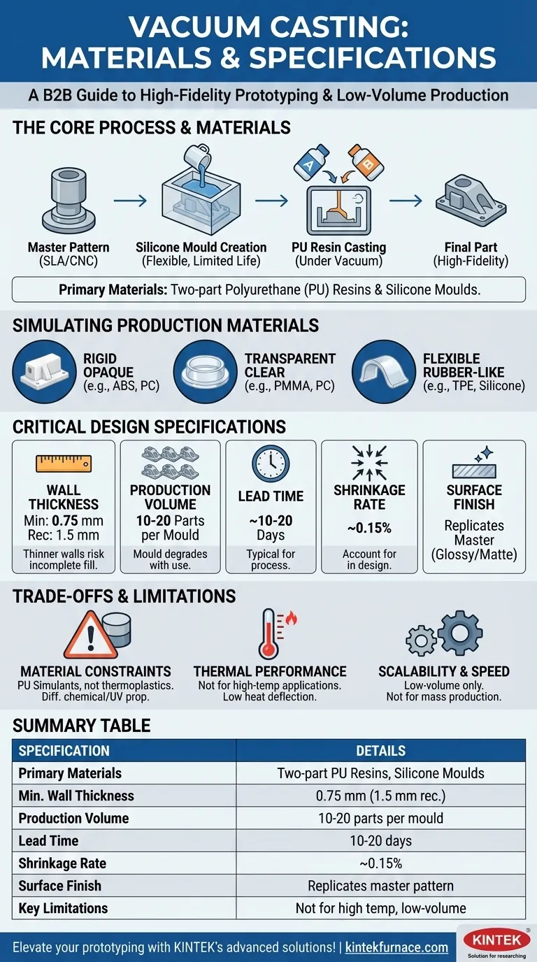 ¿Qué materiales y especificaciones se utilizan típicamente en el moldeo al vacío? Dominando el prototipado de alta fidelidad con resinas de PU Guía Visual