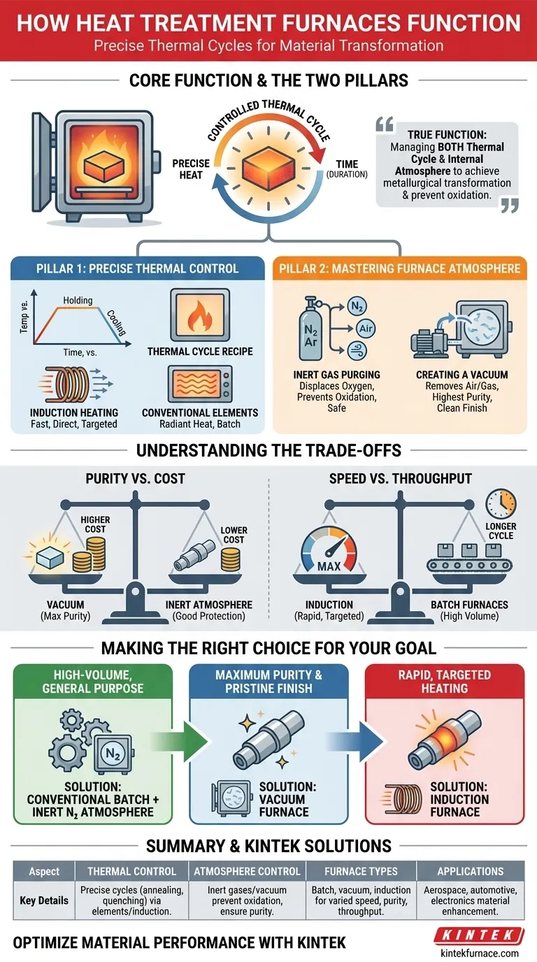 Come funzionano i forni a trattamento termico? Padroneggiare il controllo termico e dell'atmosfera per proprietà dei materiali superiori Guida Visiva