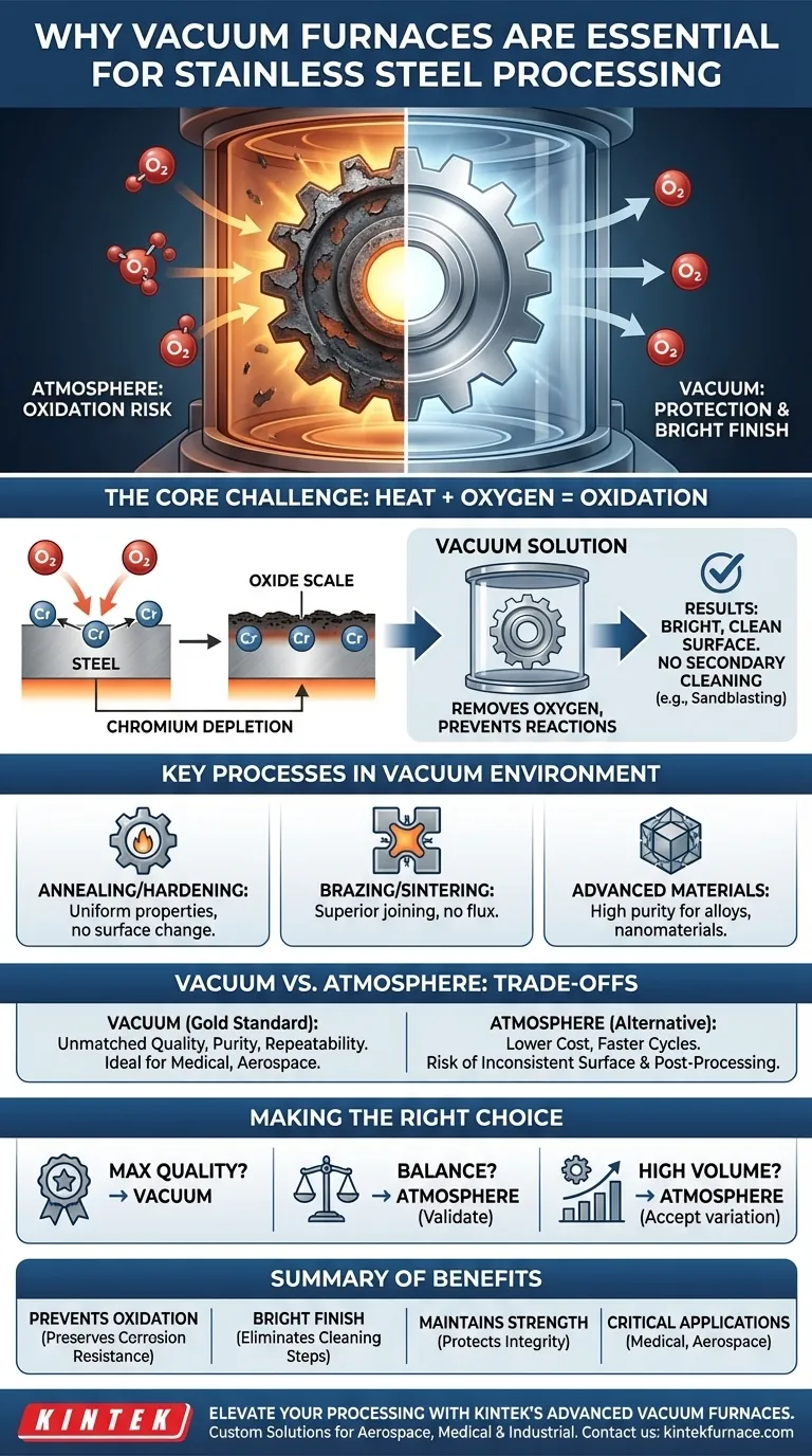 Perché i forni sottovuoto sono importanti per la lavorazione dell'acciaio inossidabile? Garantire la resistenza alla corrosione e finiture impeccabili Guida Visiva