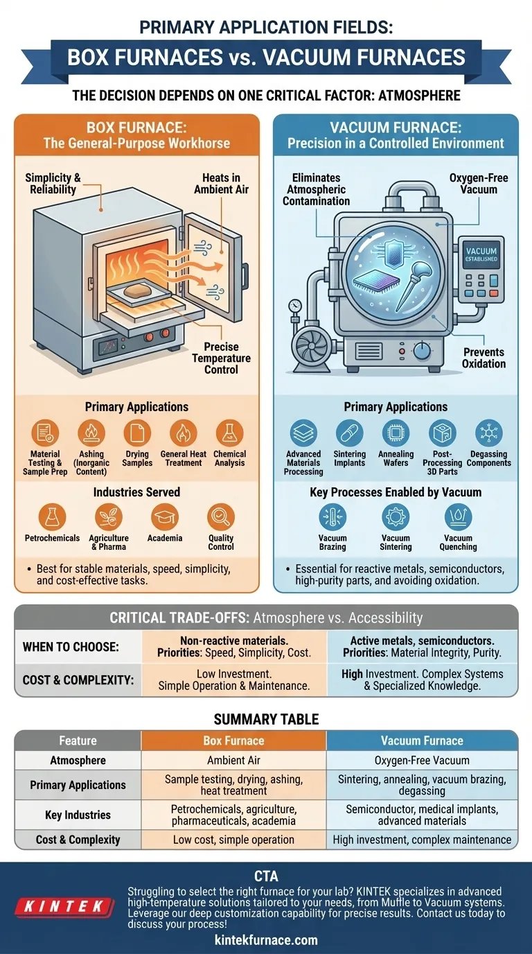 Was sind die primären Anwendungsfelder für Kammeröfen und Vakuumöfen? Wählen Sie den richtigen Ofen für Ihren Prozess Visuelle Anleitung