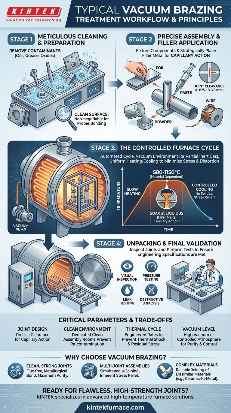 Quais são as etapas envolvidas em um tratamento típico de brasagem a vácuo? Domine o Processo para Juntas Fortes e Limpas Guia Visual