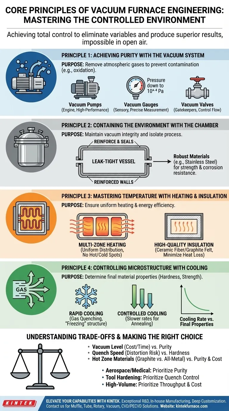 Quais são os princípios centrais da engenharia de fornos a vácuo? Domine o Controle de Precisão para Materiais Superiores Guia Visual