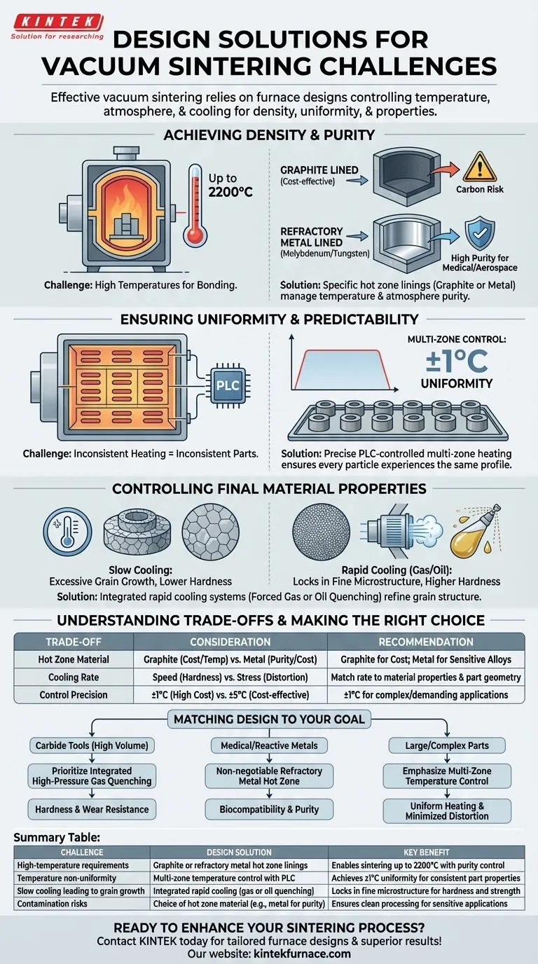 What design solutions address challenges in vacuum sintering? Optimize Sintering for High-Performance Materials Visual Guide