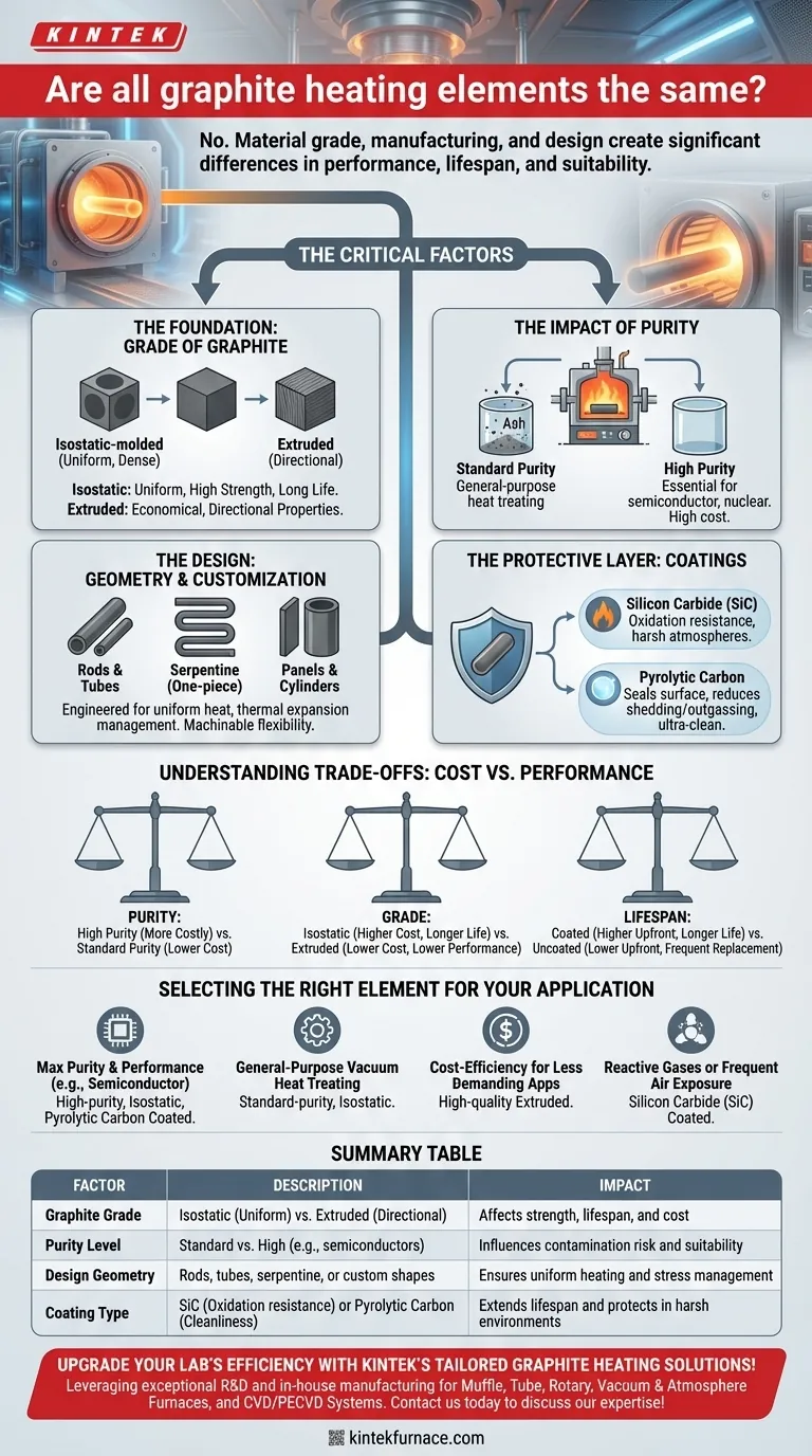 ¿Todos los elementos calefactores de grafito son iguales? Descubra las diferencias clave para un mejor rendimiento Guía Visual