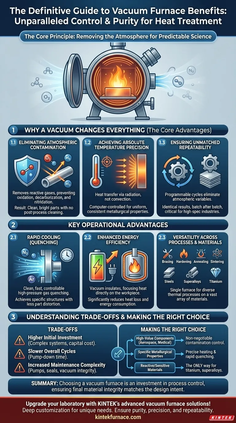 What are the main benefits of using a vacuum furnace? Achieve Purity and Precision in Heat Treatment Visual Guide