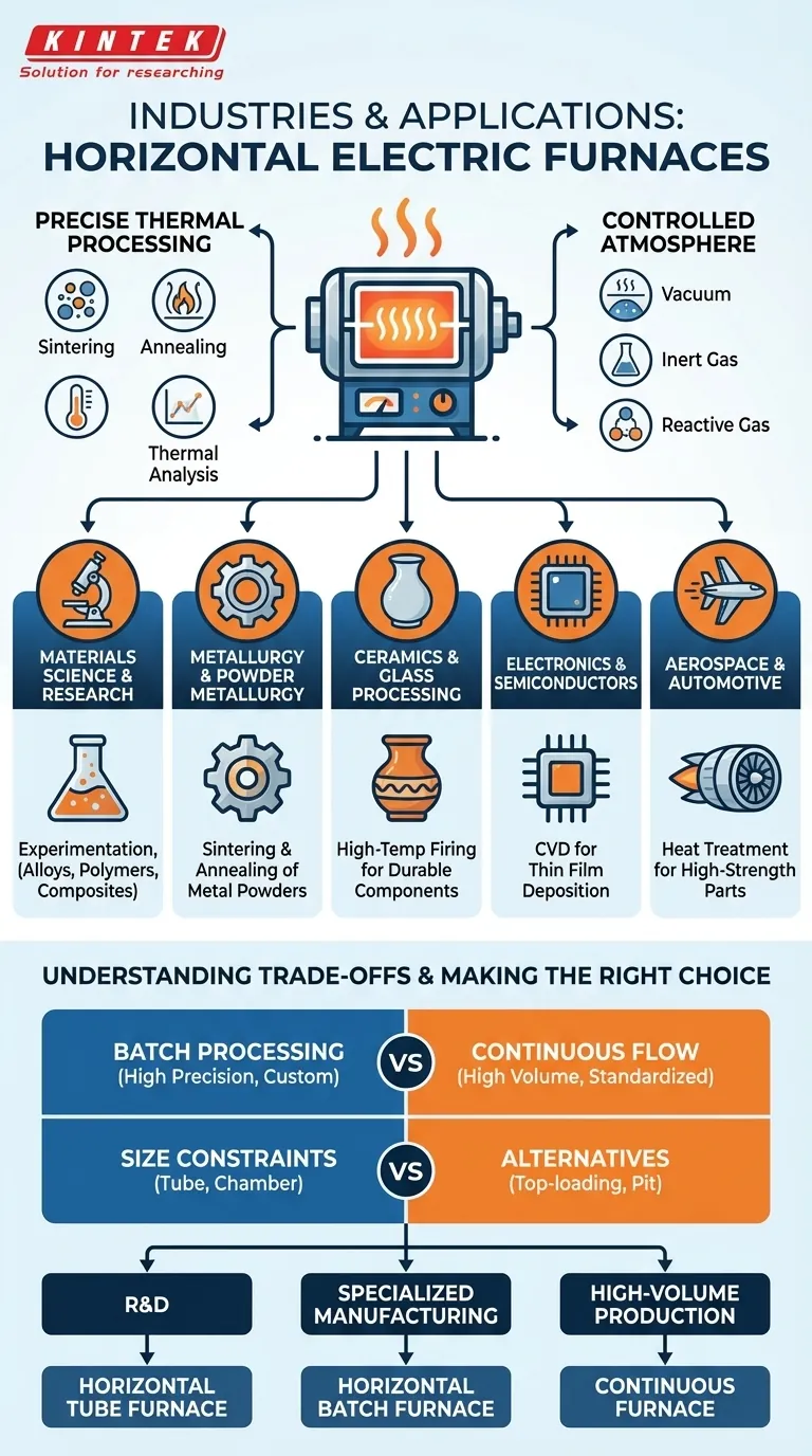 Which industries commonly use horizontal electric furnaces? Unlock Precision in High-Temperature Processing Visual Guide