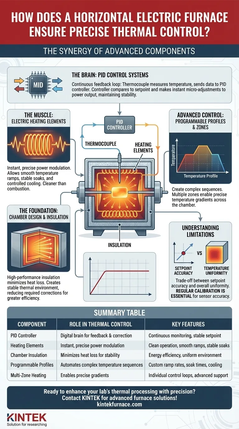 Como um forno elétrico horizontal garante controle térmico preciso? Obtenha Estabilidade de Temperatura Superior para o seu Laboratório Guia Visual