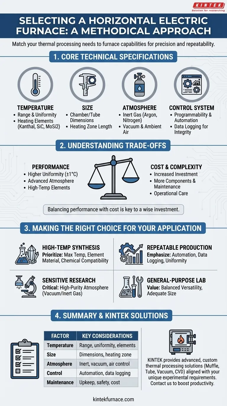 What factors should be considered when selecting a horizontal electric furnace? Ensure Precision and Efficiency for Your Lab Visual Guide