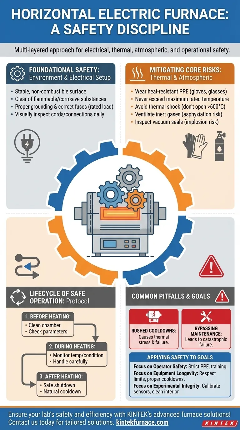 Welche Sicherheitsvorkehrungen sind beim Betrieb eines horizontalen elektrischen Ofens zu treffen? Gewährleistung des Schutzes von Bediener und Ausrüstung Visuelle Anleitung