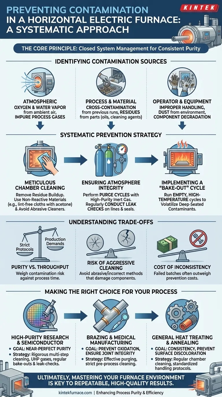 How can operators prevent contamination in a horizontal electric furnace? Master Systematic Control for Purity Visual Guide