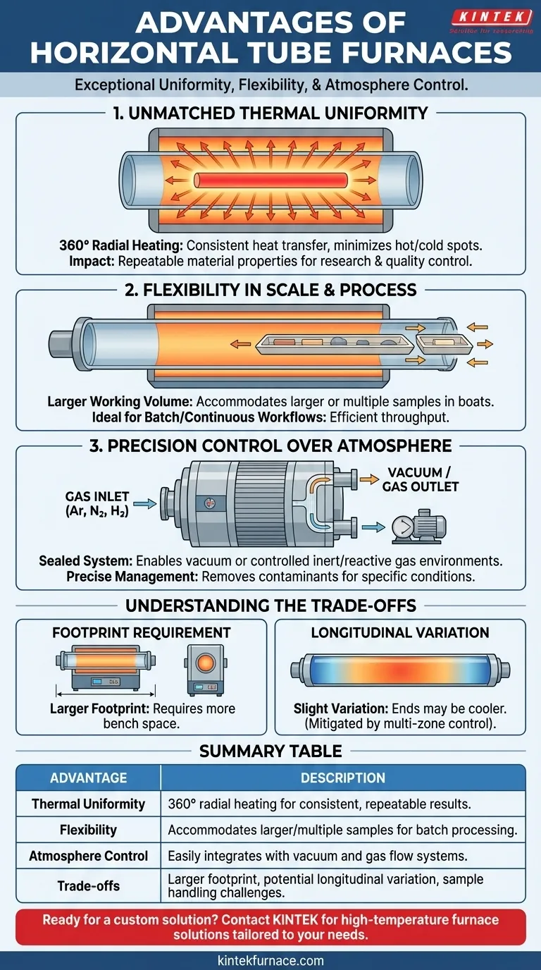 Quali sono i vantaggi dei forni a tubo orizzontale? Raggiungere un'uniformità termica e una flessibilità superiori Guida Visiva