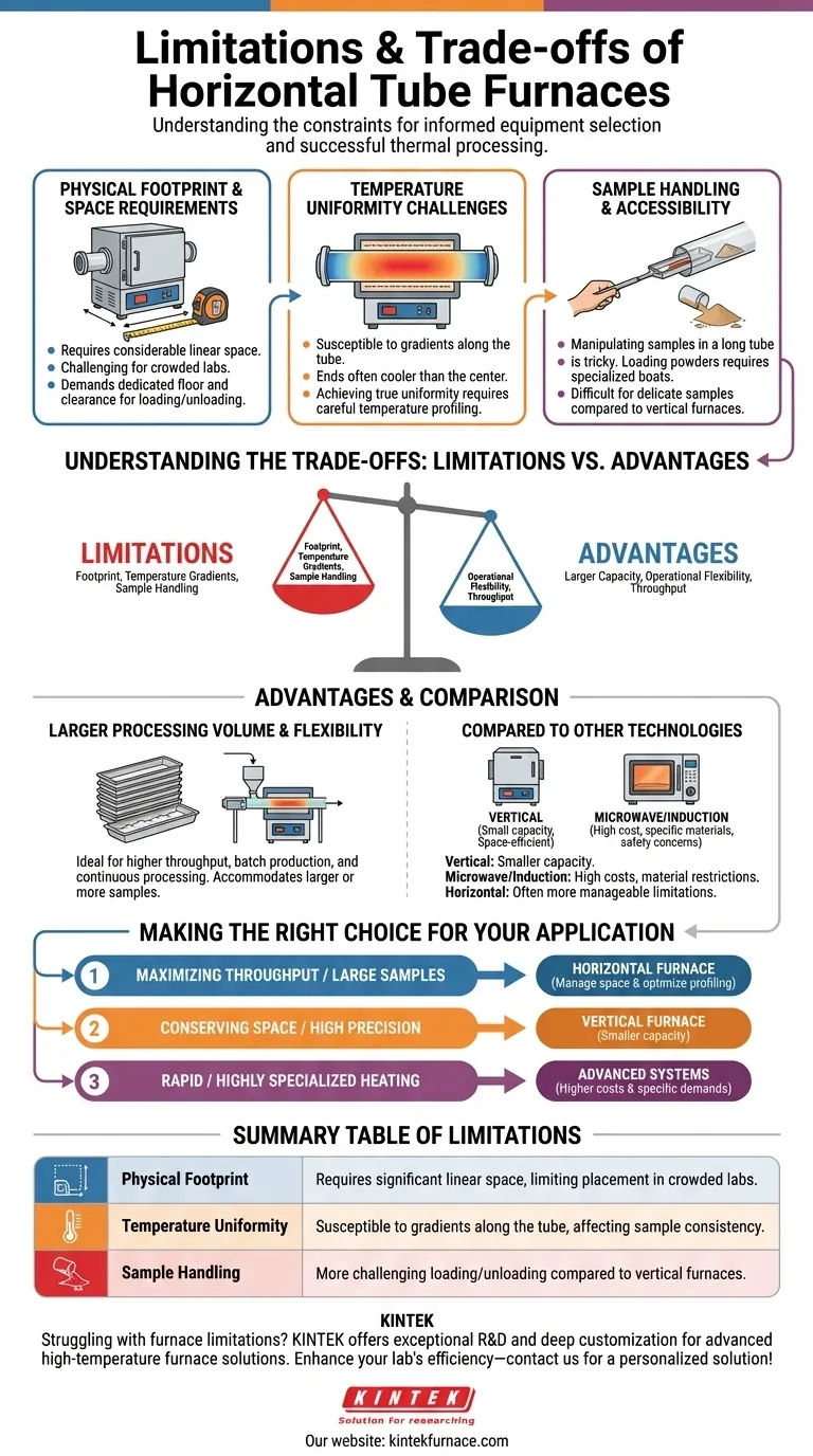 Quali sono i limiti dei forni a tubo orizzontale? Gestire le sfide relative allo spazio, alla temperatura e alla movimentazione Guida Visiva