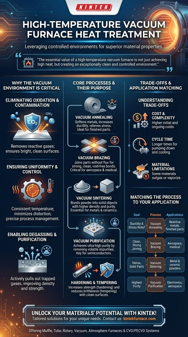 What are the main heat treatment processes used in high-temperature vacuum furnaces? Achieve Superior Material Properties Visual Guide