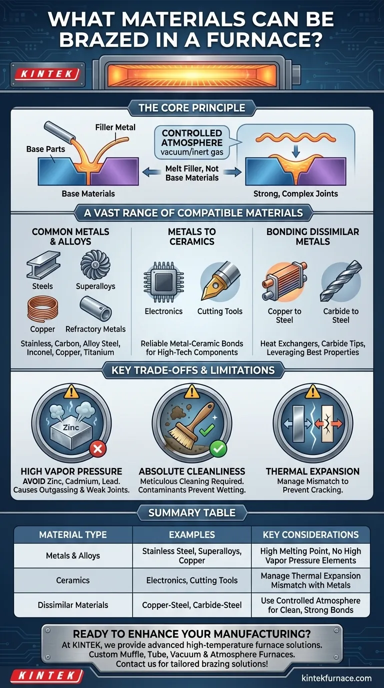 ¿Qué materiales se pueden soldar por braseado en horno? Descubra la unión versátil de metales y cerámicas Guía Visual