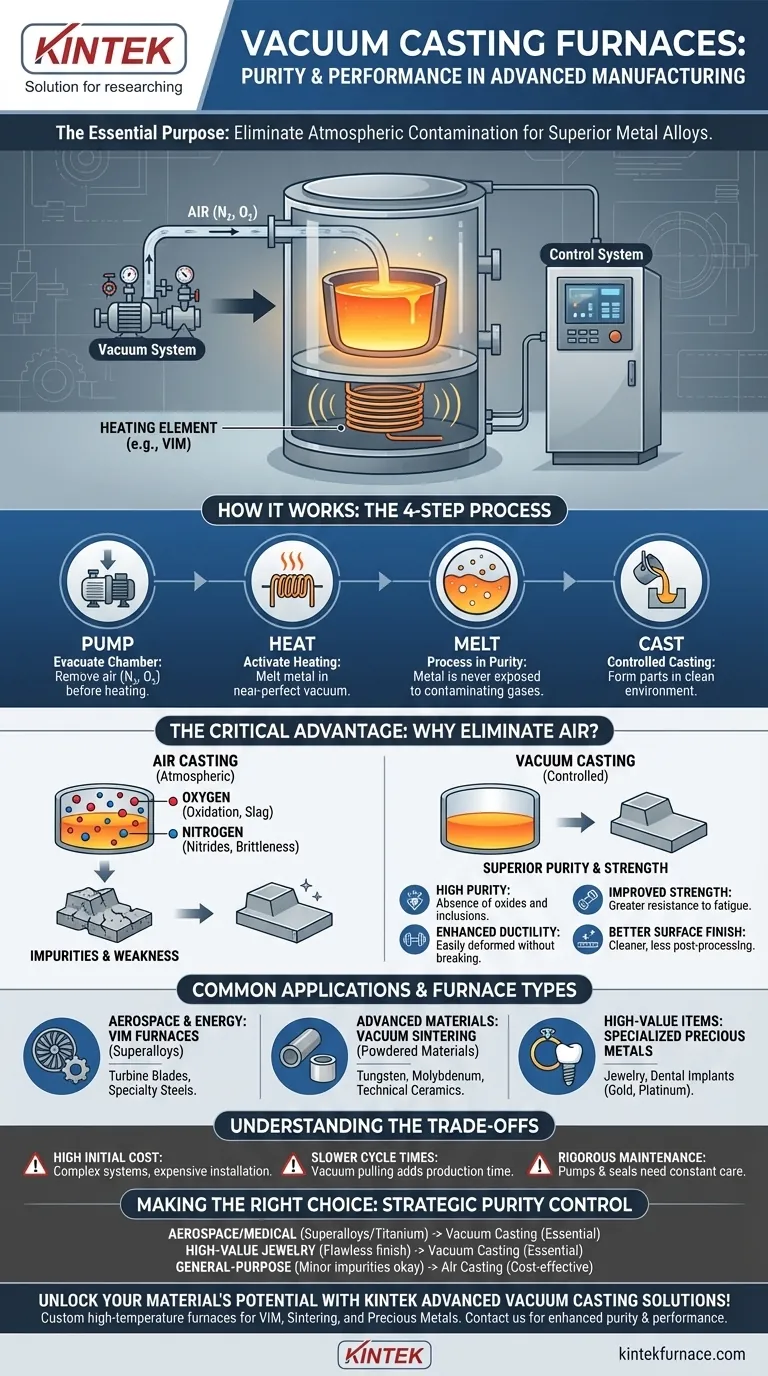 ¿Qué es un horno de fundición al vacío y cuál es su propósito principal? Logre la pureza en la fundición de metales de alto rendimiento Guía Visual