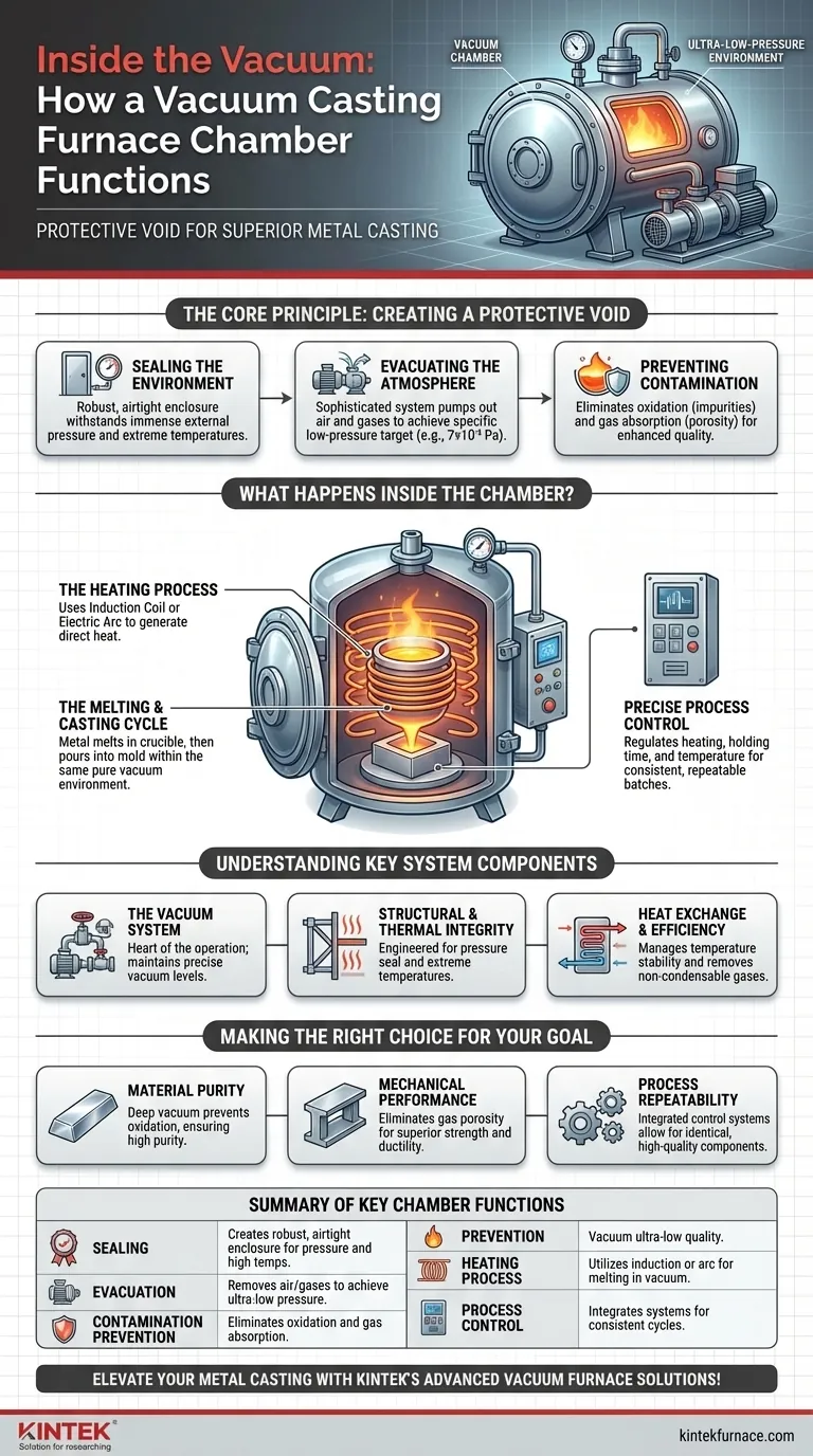 ¿Cómo funciona la cámara de vacío en un horno de fundición al vacío? Desbloquee la pureza y el rendimiento en la fundición de metales Guía Visual
