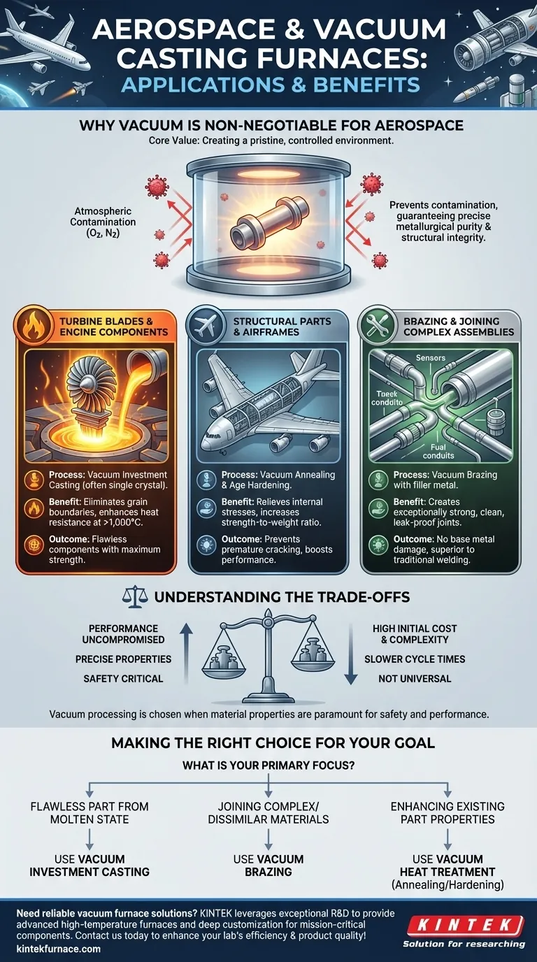 Quais são algumas aplicações comuns de fornos de fundição a vácuo na indústria aeroespacial? Descubra Usos Críticos para Componentes de Alto Desempenho Guia Visual