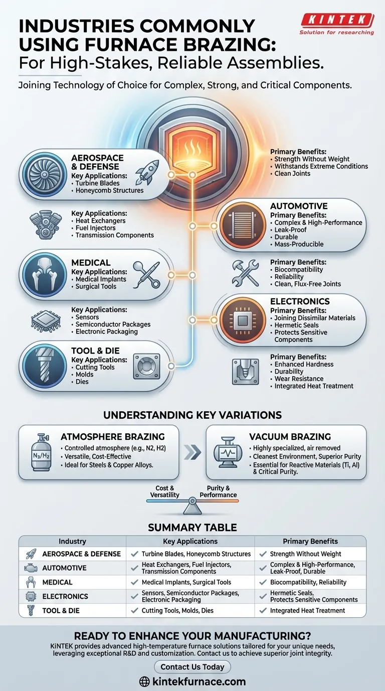 Which industries commonly use furnace brazing? Discover Key Applications for High-Strength Joining Visual Guide