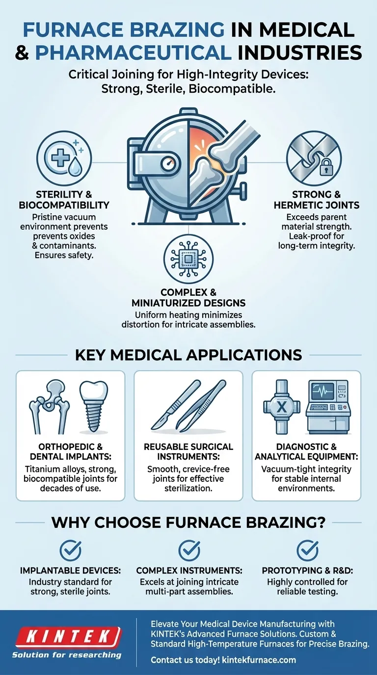 How is furnace brazing utilized in the medical and pharmaceutical industries? Ensure Sterile, Biocompatible Joints for Medical Devices Visual Guide