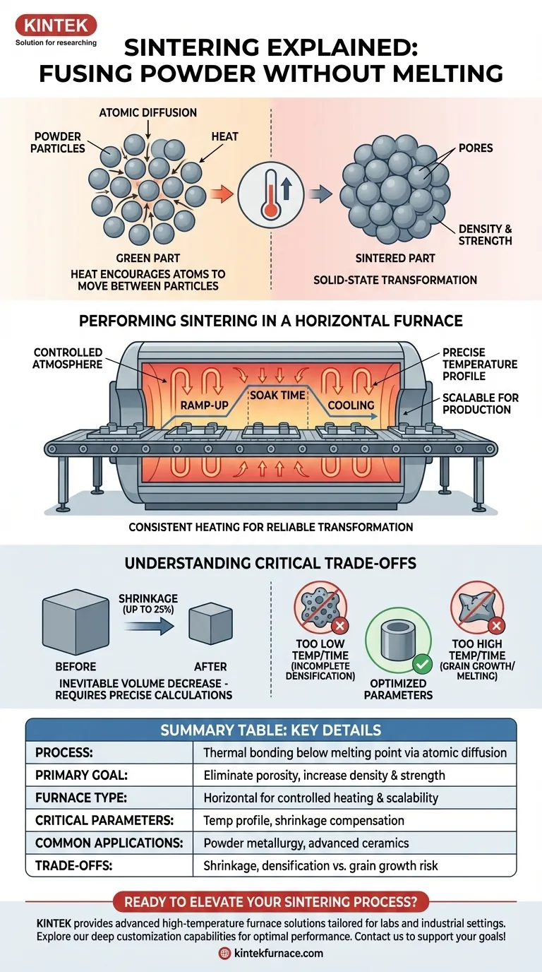 What is sintering, and how is it performed in horizontal furnaces? Unlock Precision in Powder Processing Visual Guide