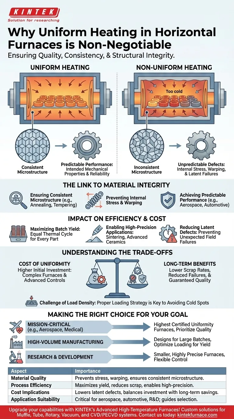 Why is uniform heating important in horizontal furnaces? Ensure Material Quality and Process Efficiency Visual Guide