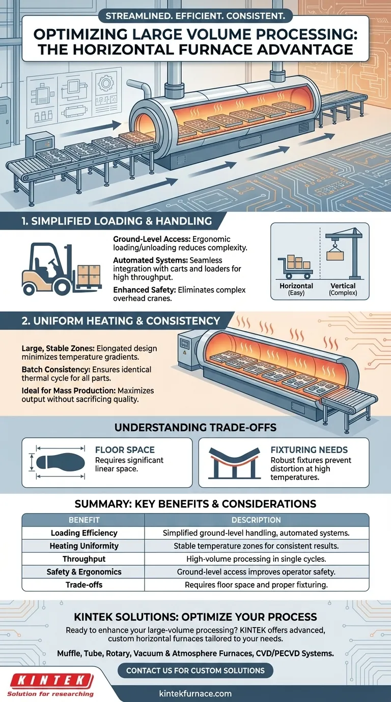 How does the horizontal design of these furnaces benefit large volume processing? Boost Efficiency and Uniformity Visual Guide