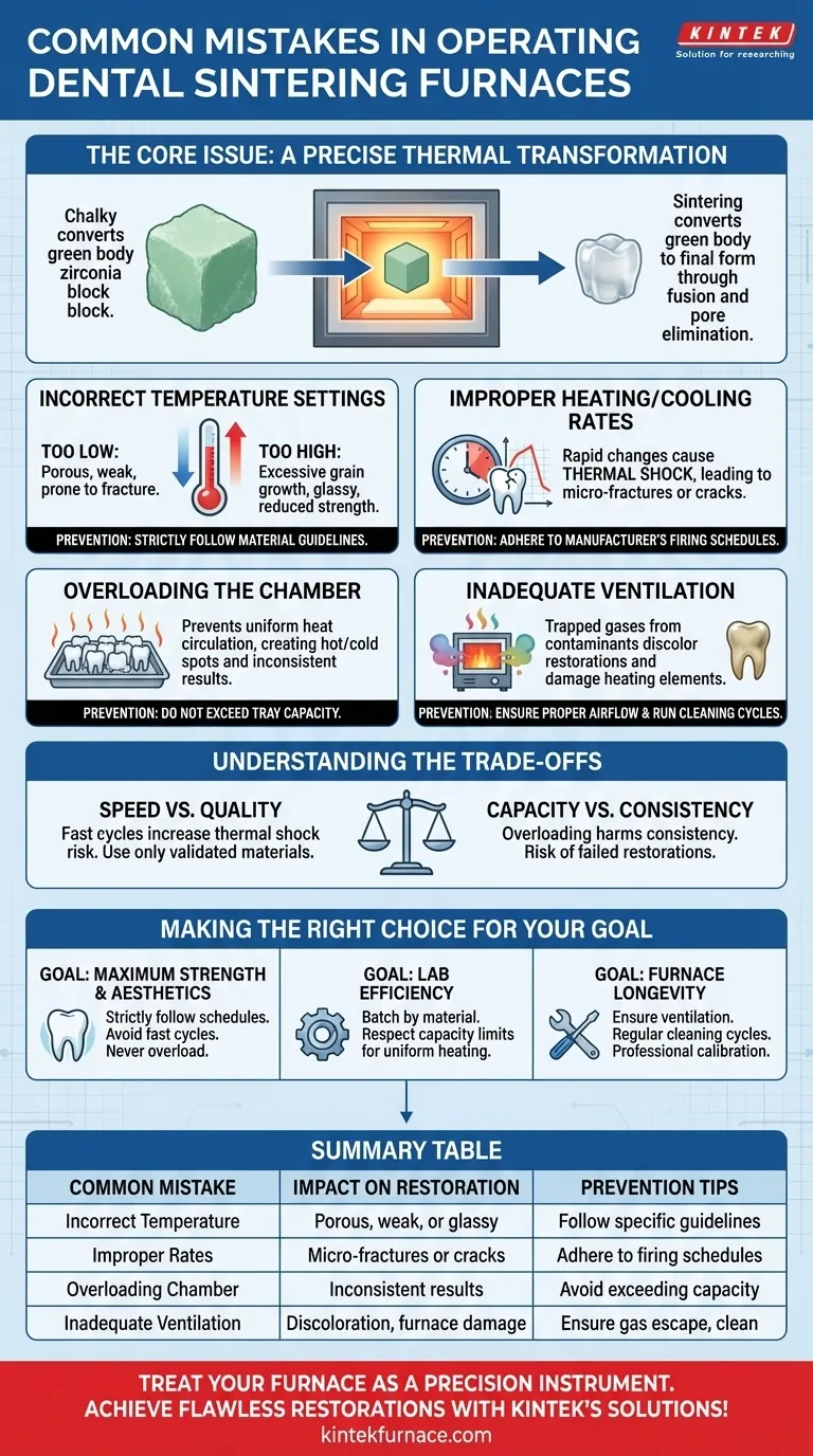 What are some common mistakes when operating dental sintering furnaces? Avoid Costly Errors for Perfect Zirconia Restorations Visual Guide