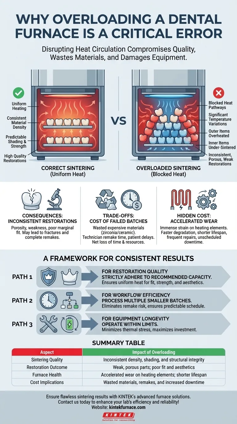 Why should dental furnaces not be overloaded? Avoid Costly Errors in Sintering Visual Guide
