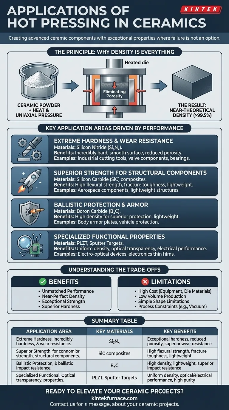 세라믹 분야에서 열간 압착의 응용 분야는 무엇인가요? 고급 세라믹에서 뛰어난 성능을 발휘하세요 시각적 가이드