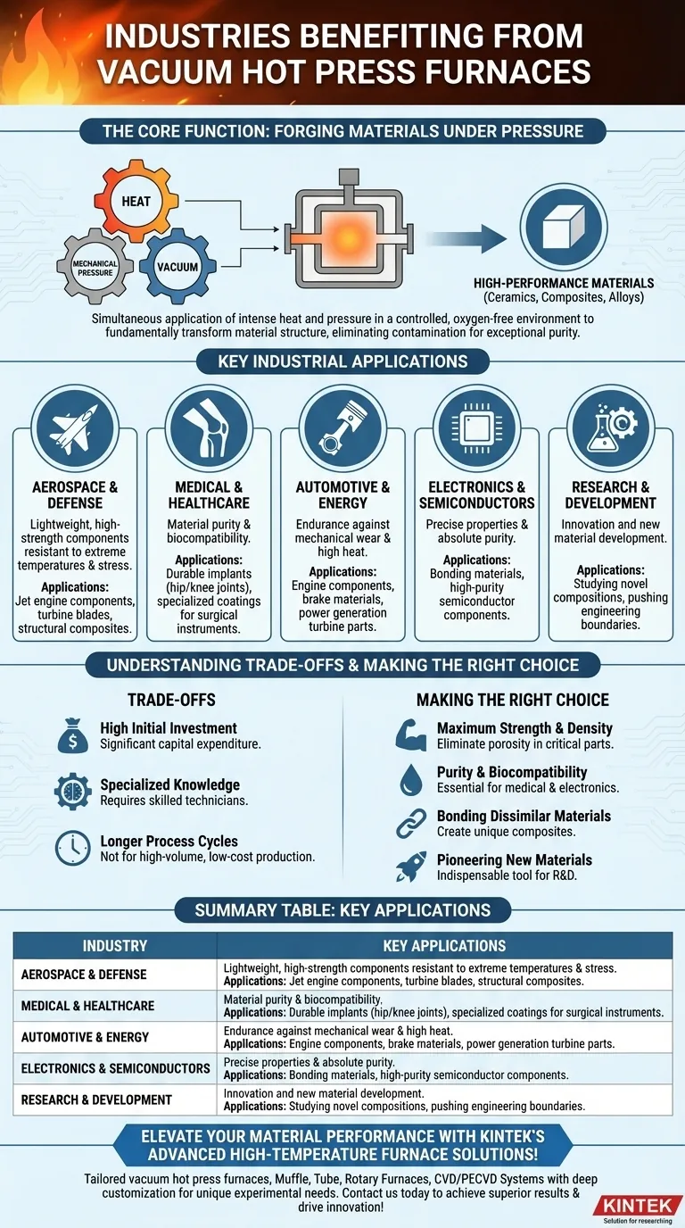 What industries benefit from the use of vacuum hot press furnaces? Unlock High-Performance Materials for Your Industry Visual Guide