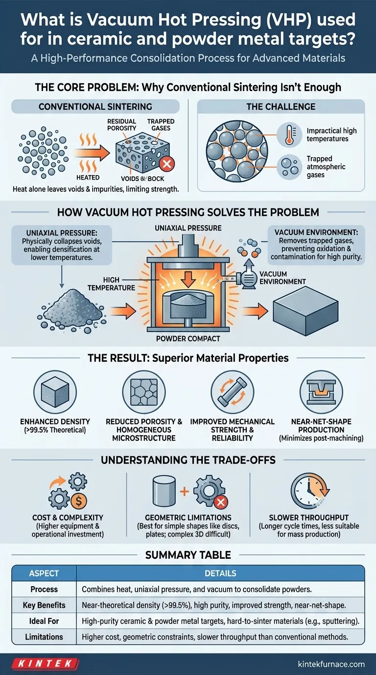 세라믹 및 분말 금속 타겟에서 진공 열간 프레스(Vacuum Hot Pressing)는 무엇에 사용됩니까? 우수한 밀도와 순도 달성 시각적 가이드