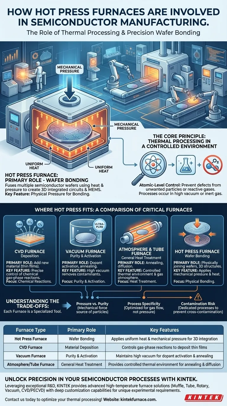Come sono coinvolti i forni a pressa a caldo nella produzione di semiconduttori? Essenziali per la saldatura a wafer nei circuiti integrati 3D Guida Visiva