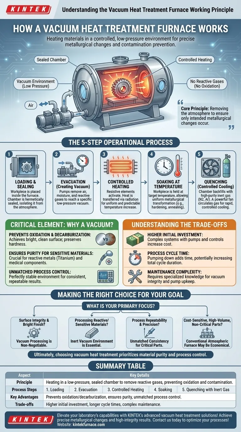 What is the working principle of a vacuum heat treatment furnace? Achieve Clean, High-Integrity Metal Parts Visual Guide