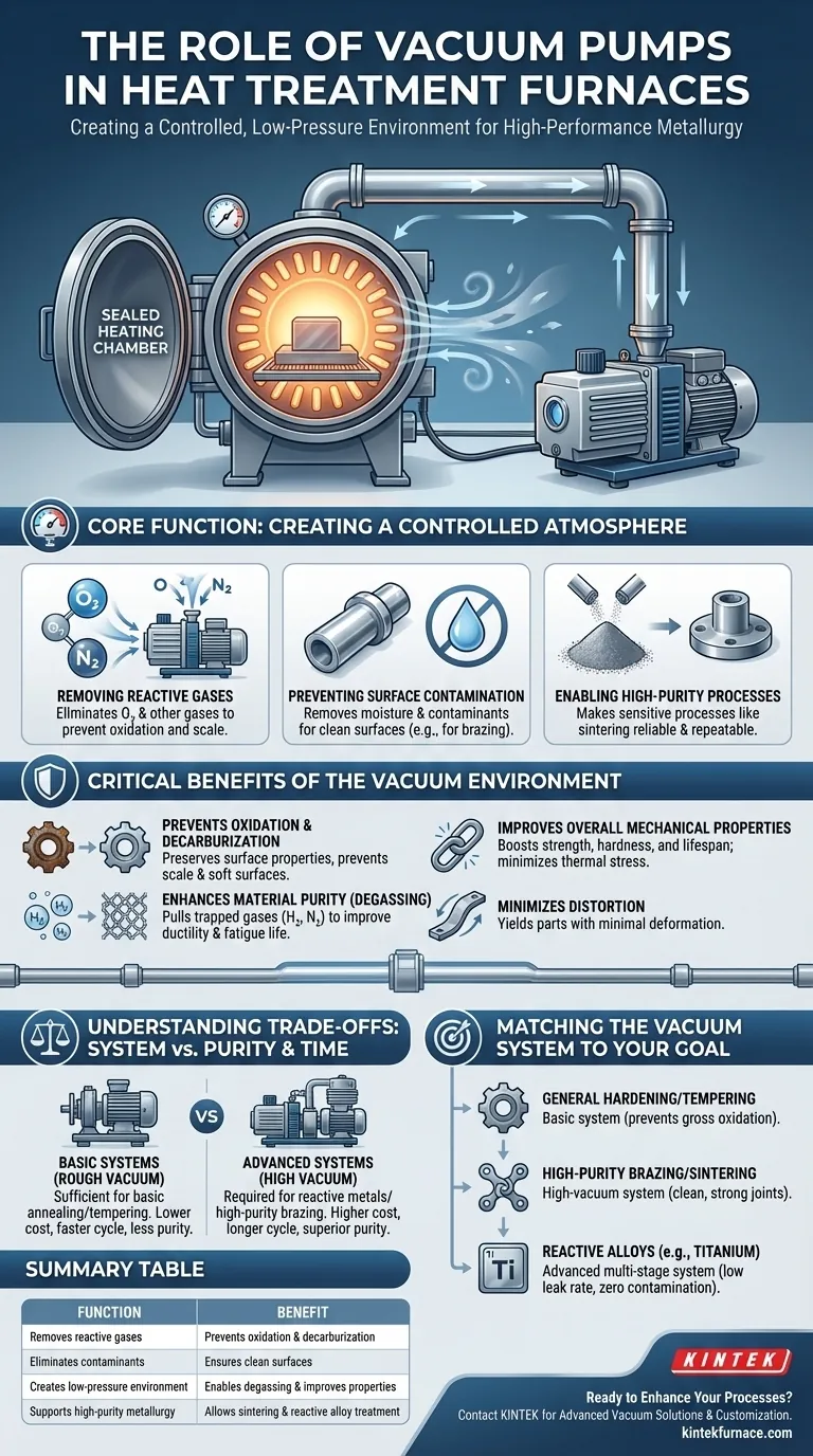 Quel est le rôle des pompes à vide dans un four de traitement thermique sous vide ? Débloquez une métallurgie supérieure grâce à des environnements contrôlés Guide Visuel