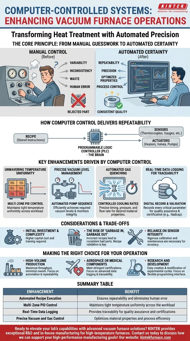 How do computer-controlled systems enhance vacuum furnace operations? Achieve Precision and Repeatability in Heat Treatment Visual Guide