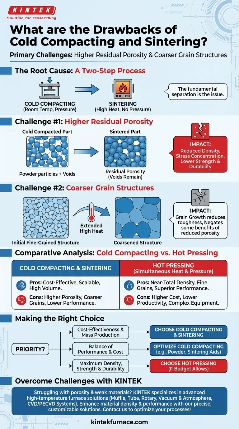 What are the drawbacks of cold compacting and sintering? Higher Porosity and Weaker Mechanical Properties Visual Guide