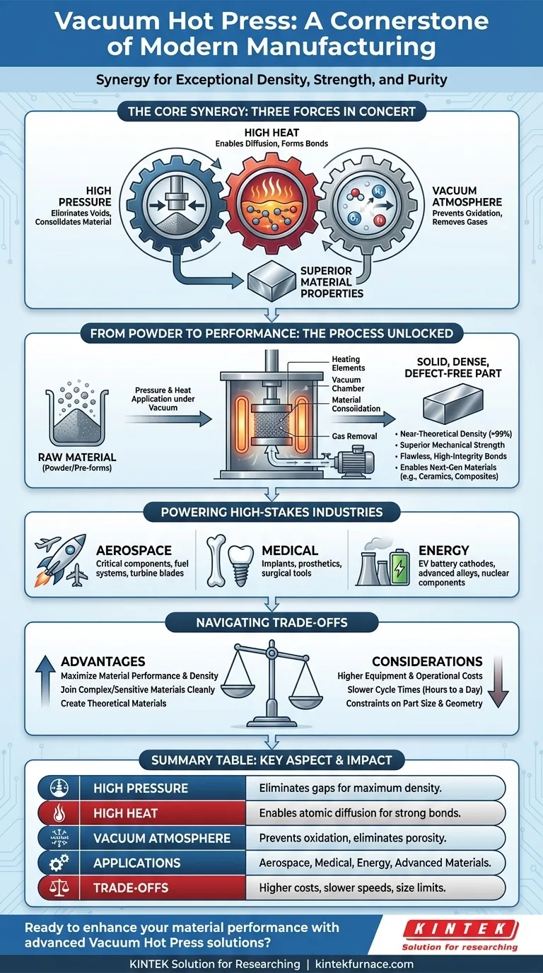 Warum gilt Vakuum-Heißpress-Ausrüstung als Eckpfeiler der modernen Fertigung? Erzielen Sie überragende Materialdichte und Reinheit Visuelle Anleitung
