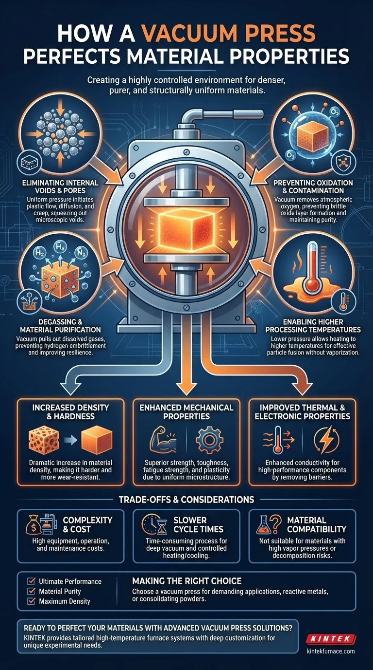 How does the vacuum press contribute to material property improvement? Achieve Denser, Purer Materials for Superior Performance Visual Guide