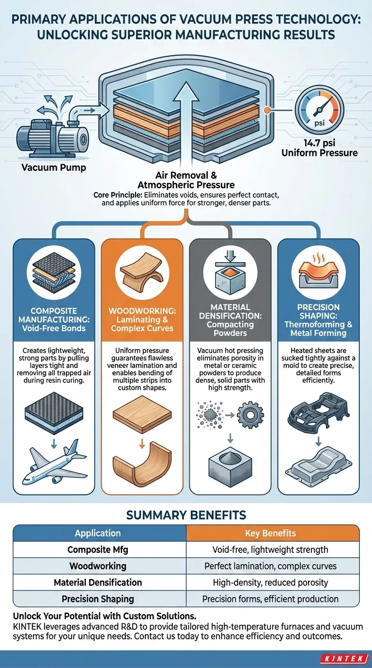 Quais são as principais aplicações da tecnologia de prensa a vácuo? Alcance Ligação e Moldagem Superior de Materiais Guia Visual