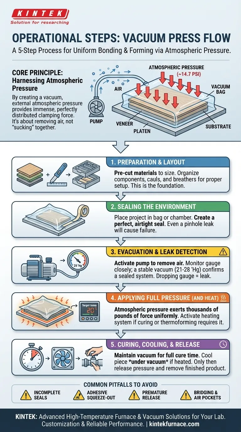 What are the typical operational steps when using a vacuum press? Master Flawless Bonding and Forming Visual Guide