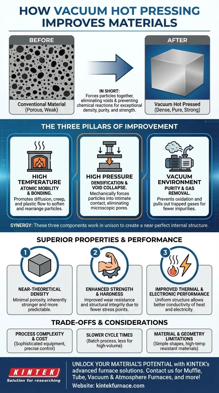 진공 핫프레싱은 어떻게 재료 특성을 개선합니까? 정밀하게 더 조밀하고 강한 재료를 구현 시각적 가이드