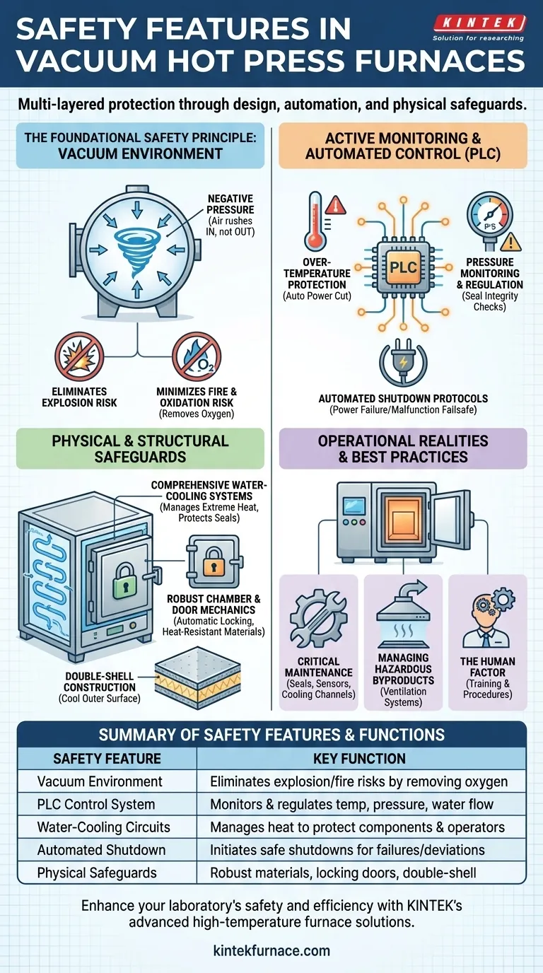 Welche Sicherheitsmerkmale sind in Vakuum-Heißpressöfen integriert? Gewährleistung des Schutzes von Bediener und Ausrüstung Visuelle Anleitung